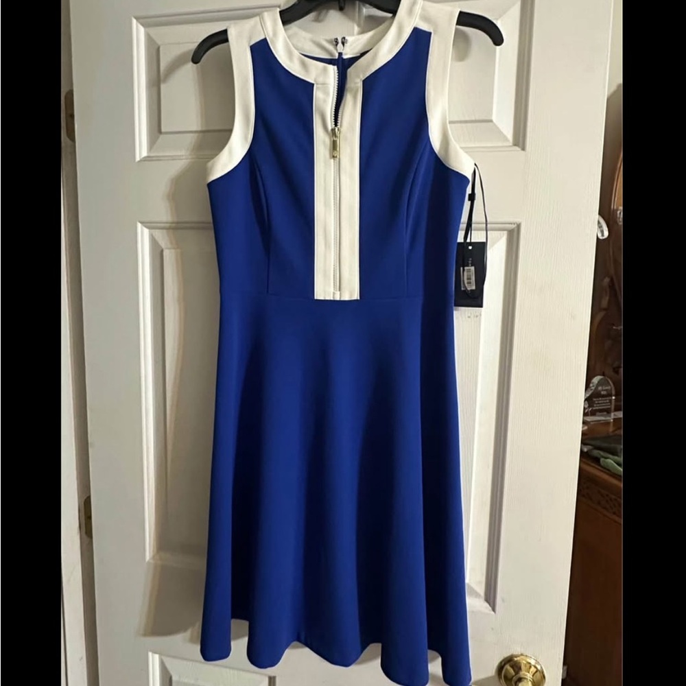 Tommy Hilfiger Royal Blue and White Midi Dress - Size 4 - NWT